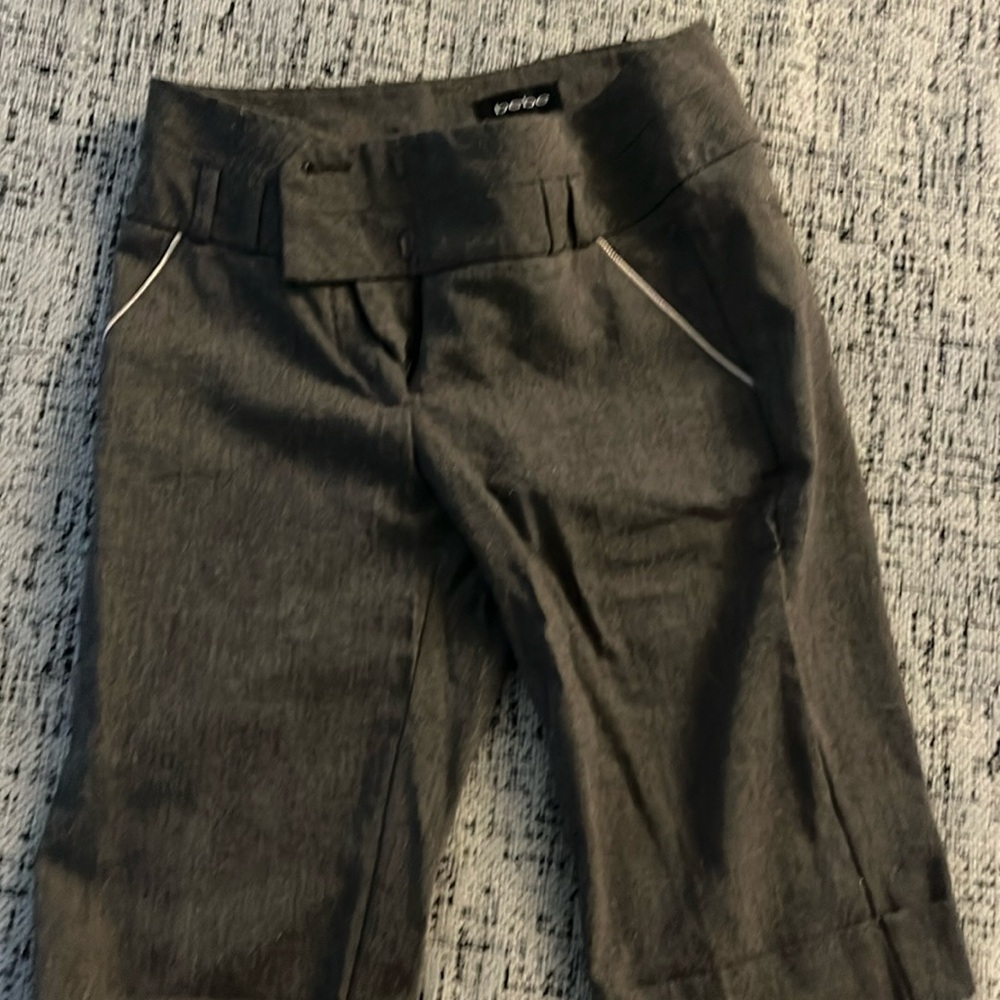 Cute gray trousers  knee length with cuffs adorable they fit true to size BeBe